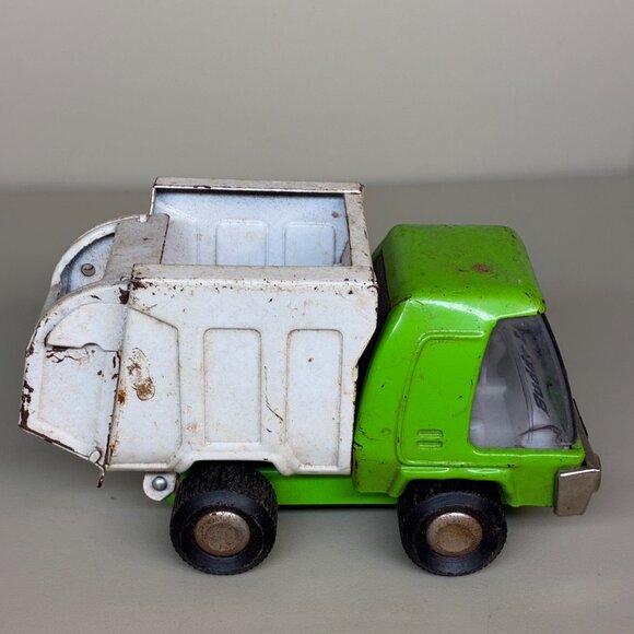 VINTAGE GREEN " BUDDY L " PRESSED STEEL TOY GARBAGE TRUCK - Picture 4 of 10